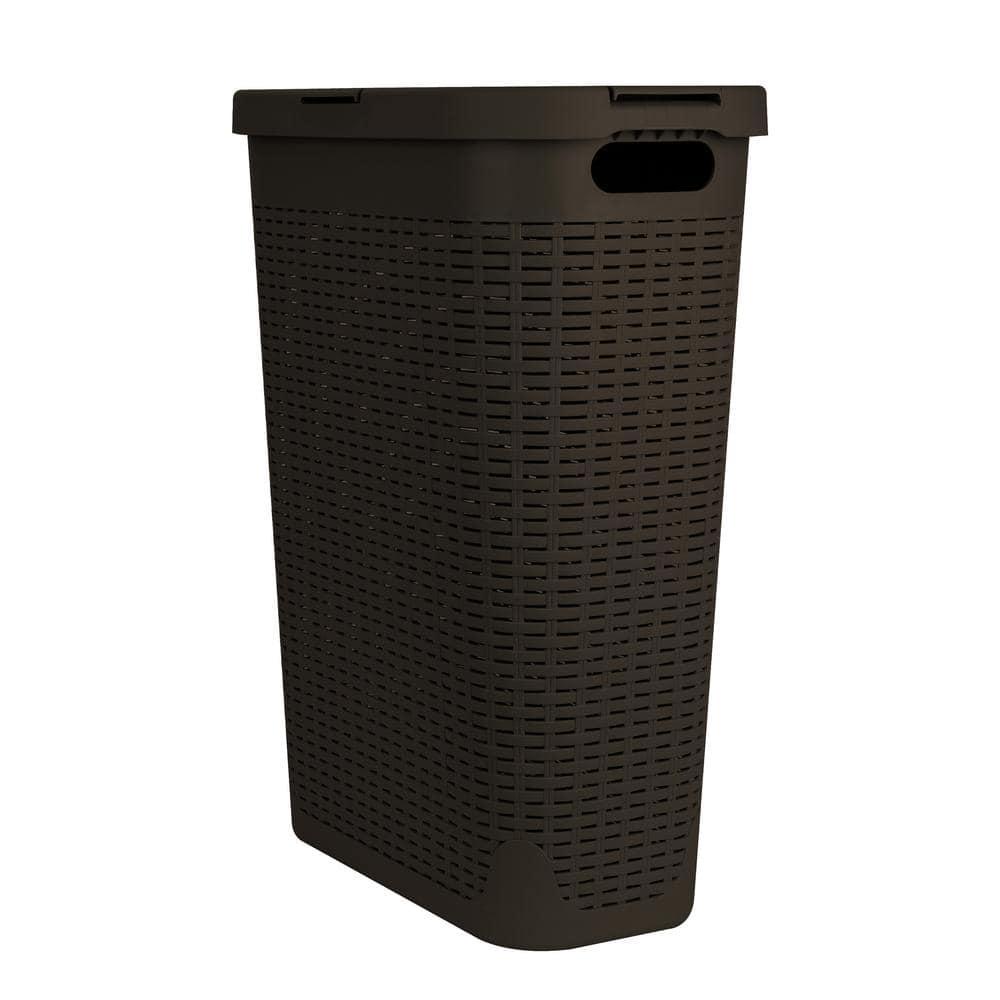Mind Reader 40L Slim Laundry Hamper, Clothes Basket, Lid, Wicker Design, Plastic & Reviews | Wayfair