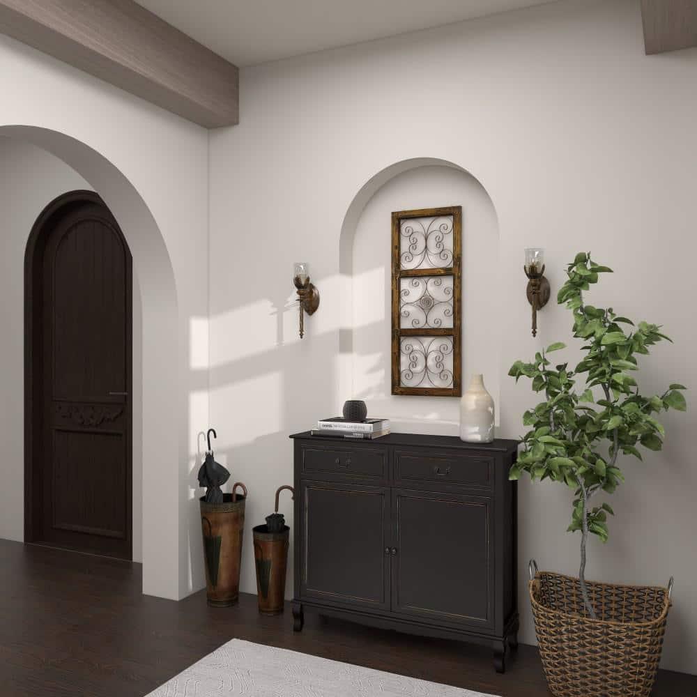 DecMode Brown Metal Leaf Candle Wall Sconce with Twisted Base