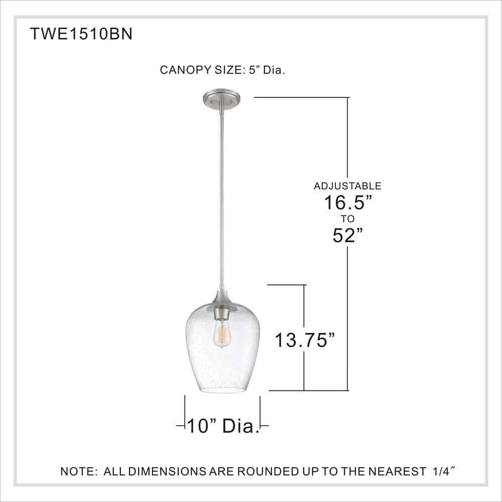 Quoizel Lighting Towne 1 - Light Pendant in  Brushed Nickel