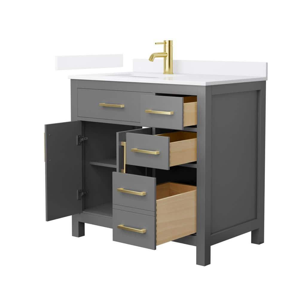 Wyndham Collection Beckett 36" Freestanding Single Bathroom Vanity with Quartz Top