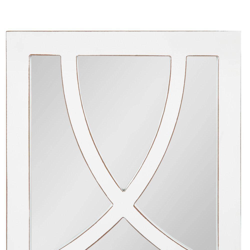 Kate and Laurel Tolland Decorative Wooden Panel Wall Mirror, 12" x 48", Soft White, Rustic Windowpane Accent Piece