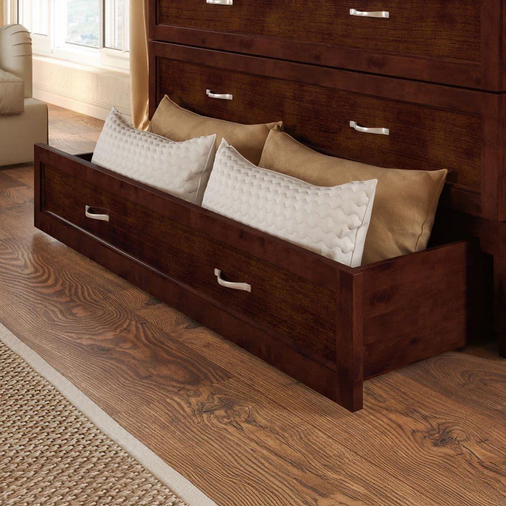 Full Deerfield Murphy Bed Chest with Charger Walnut - AFI: Bedroom Furniture, No Box Spring Needed