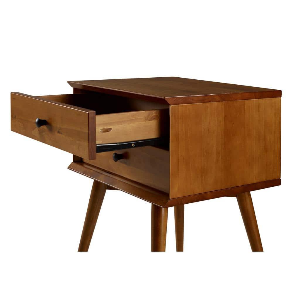 Camaflexi Mid Century Nightstand 2-Drawer Night Stand Cabinet, Castanho