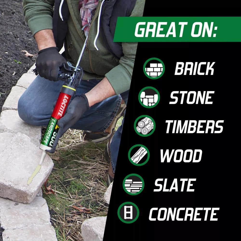 Loctite Landscape Block Adhesive, Paste, Acetone, Beige/Tan, 10 oz Tube