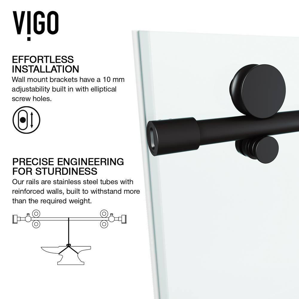 Elan E-Class 44-48" W x 76" H Sliding Frameless Shower Door with 3/8" Clear Glass