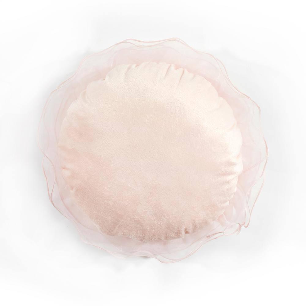 Lush Decor 17 in x 17 in Pink Ruffle Polyester Decorative Pillow