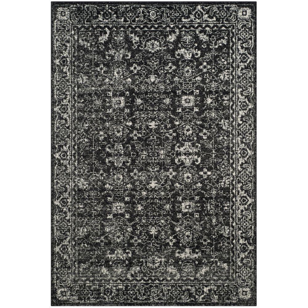 Evoke EVK270 Power Loomed Area Rug Charcoal / Ivory 5'-3" X 7'-6" - Safavieh.