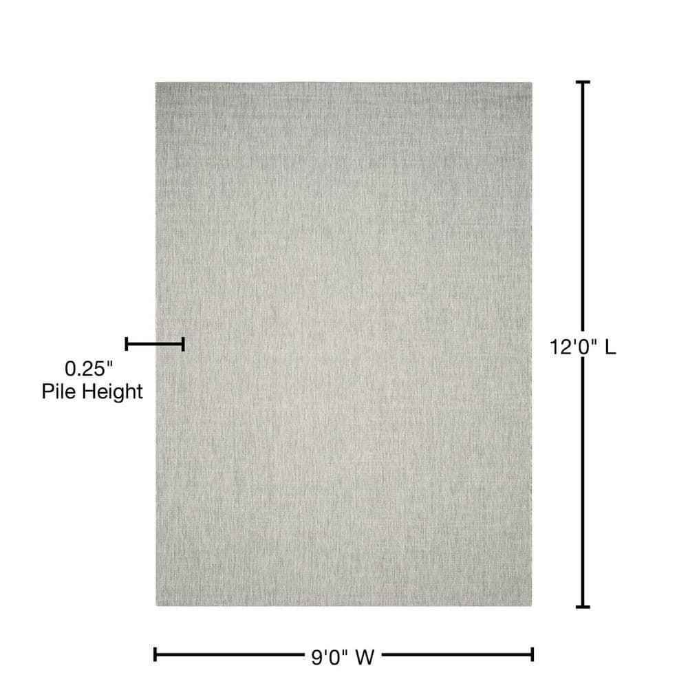 Courtyard CY8576 Power Loomed Indoor and Outdoor Area Rug - Grey/Turquoise - 9'x12' - Safavieh