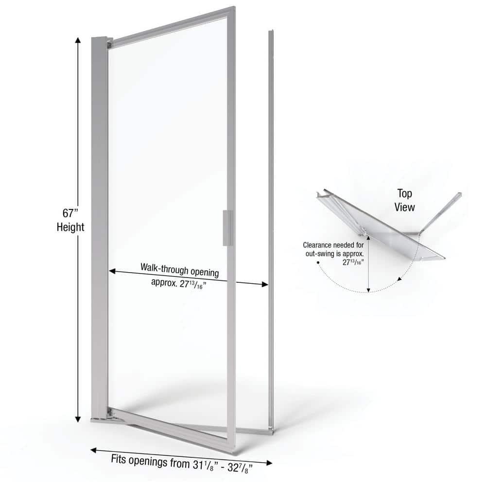 Sopora 31.13" W x 67" H Pivot Framed Shower Door