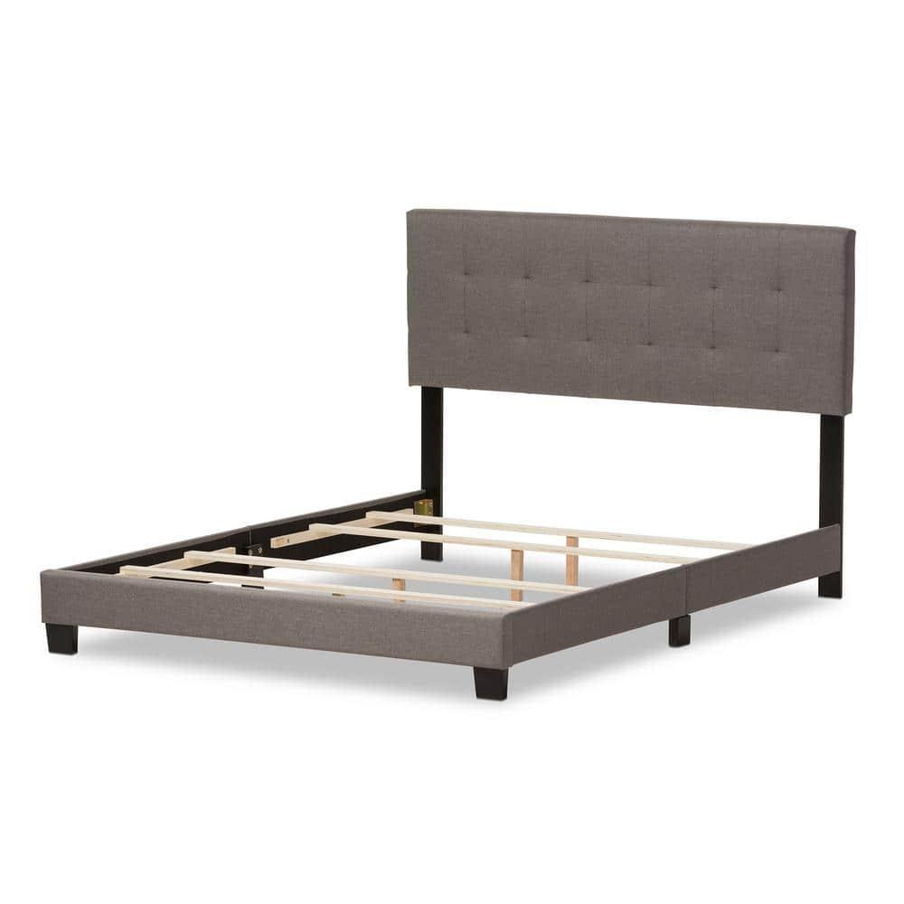 Full Brookfield Modern and Contemporary Fabric Upholstered Grid Tufting Bed Gray - Baxton Studio: MDF Panel Design, Spot Clean