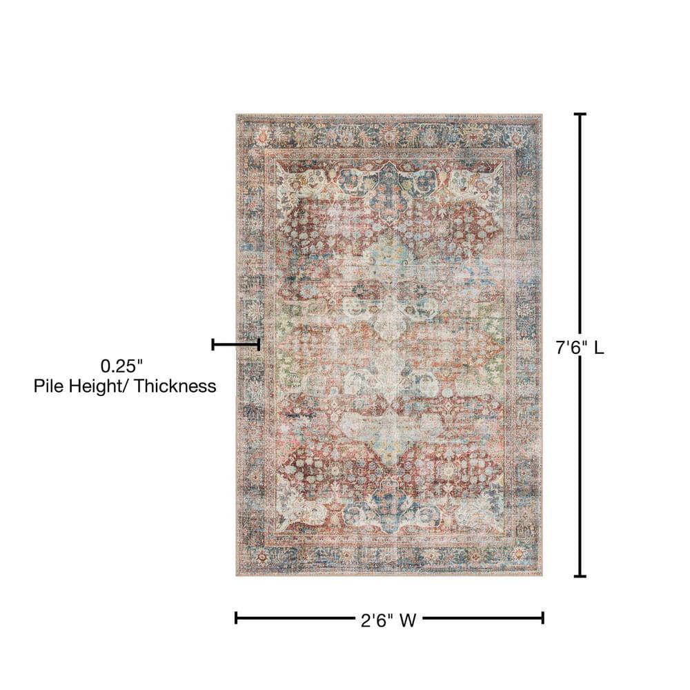 Loloi Rugs Loren 2'6" x 7'6" Printed Polyester Runner Rug in Brick