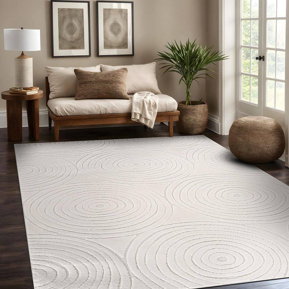 Cloudy Touch White 5 x 7 ft. Circular Indoor Area Rug