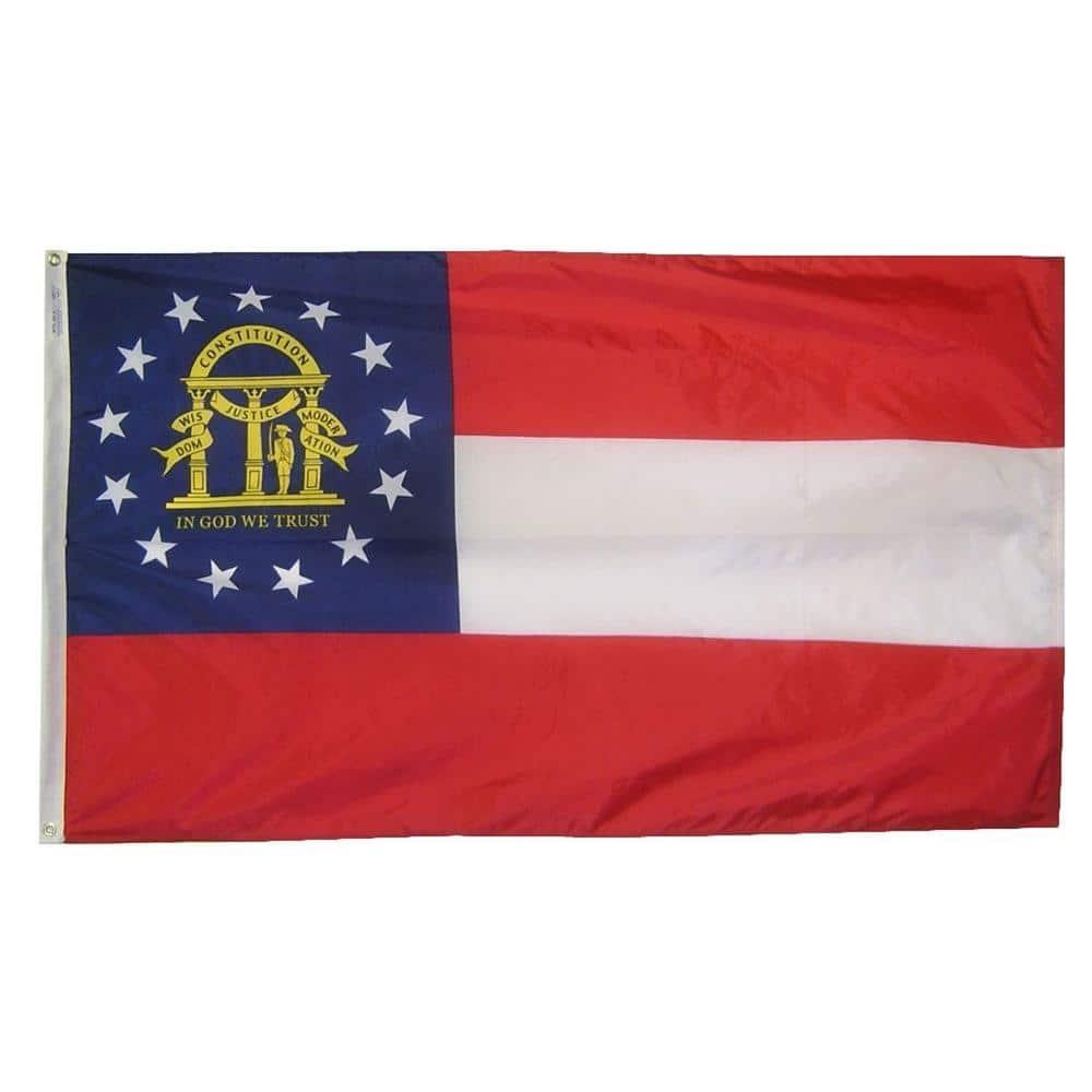 Georgia State Flag 3x5 ft, 3 Ply Polyester Double Sided GA Flag with Vibrant Print/4 Rows Hemming/Brass Grommets