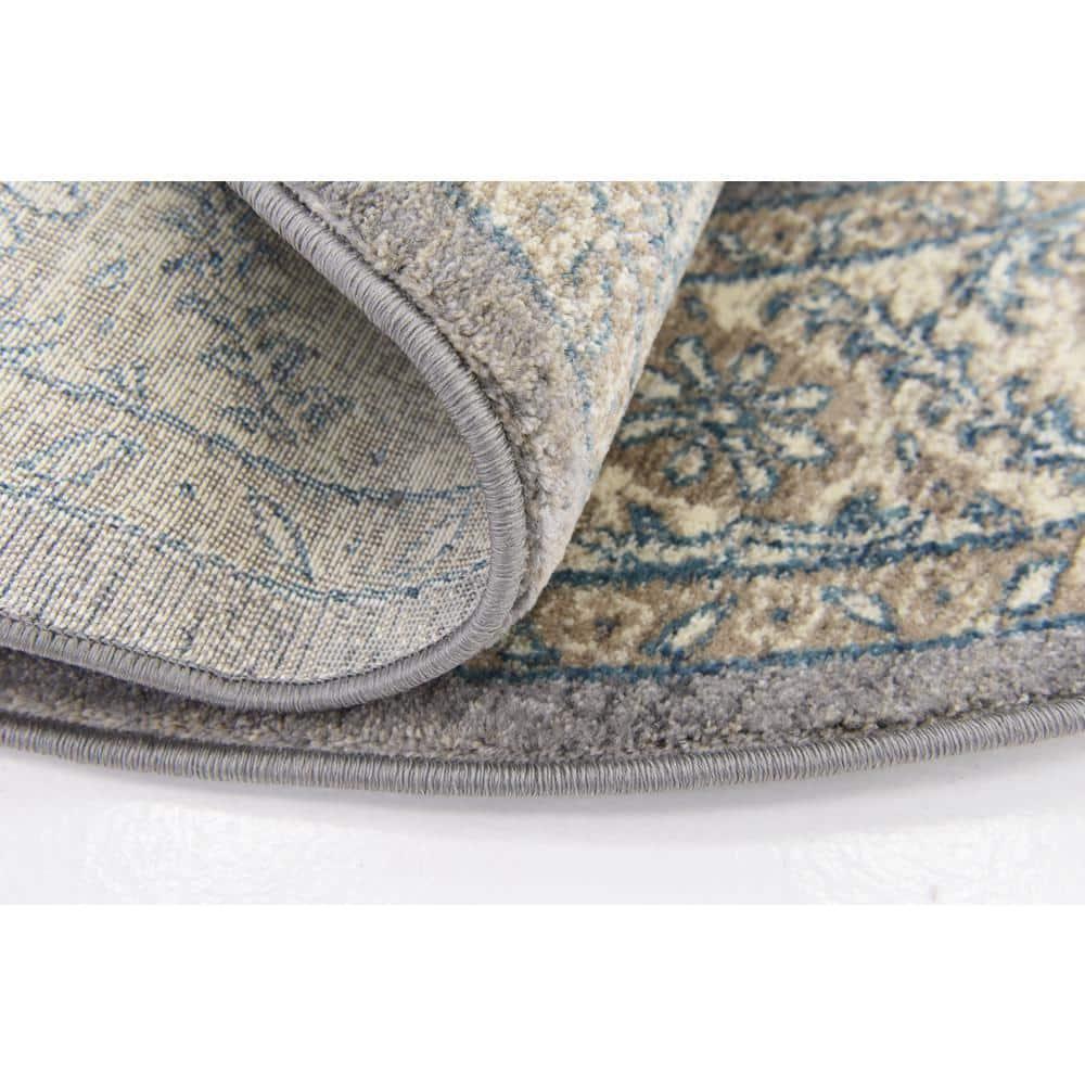 Unique Loom 5' 1 x 5' 1 Round Gray Salzburg Altstadt Area Rug