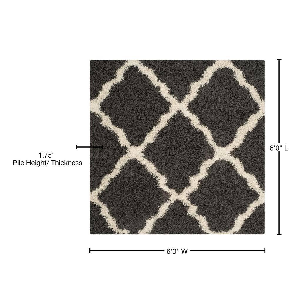 Dallas Shag SGD257 Power Loomed Area Rug - Dark Grey/Ivory - 6'x6' - Safavieh.