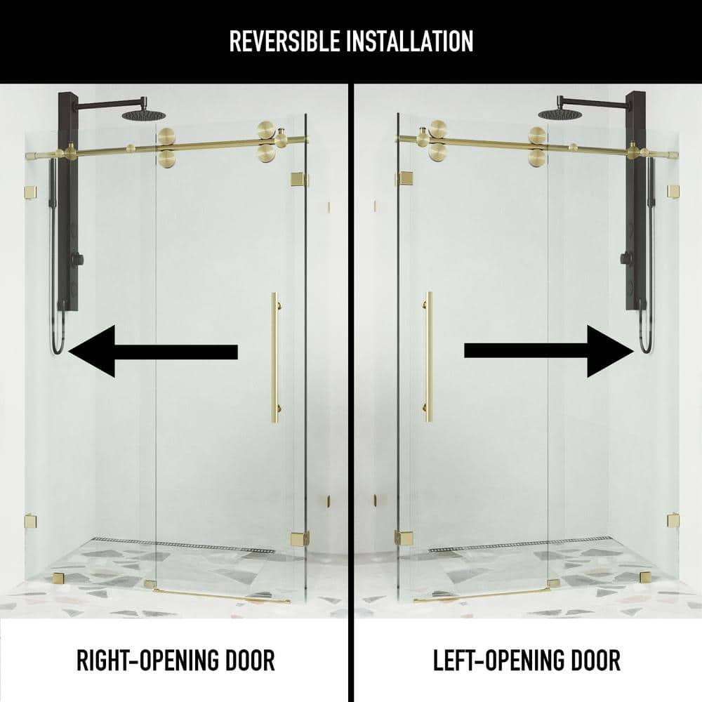 Winslow 46" W x 34" D x 74" H Sliding Frameless Shower Enclosure with 3/8Clear Glass