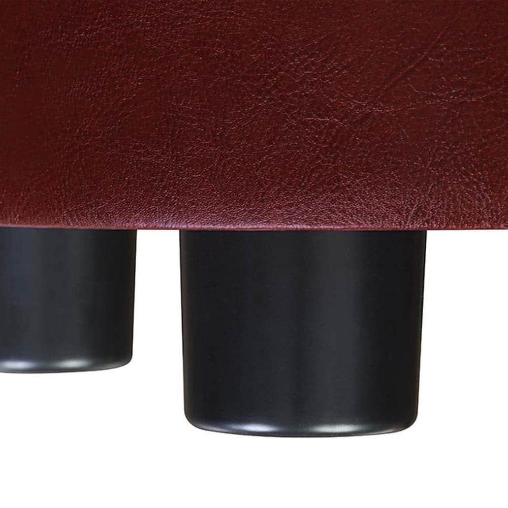Designs4Comfort Round Accent Storage Ottoman with Reversible Tray Lid, Burgundy Faux Leather