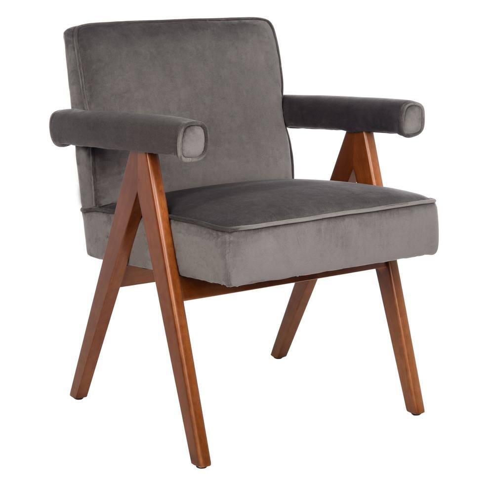 Suri Mid Century Arm Chair - ACH4508 - Dark Grey/Walnut - Safavieh