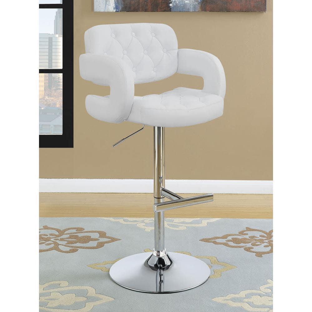 Coaster Contemporary Faux Leather Adjustable Bar Stool in White