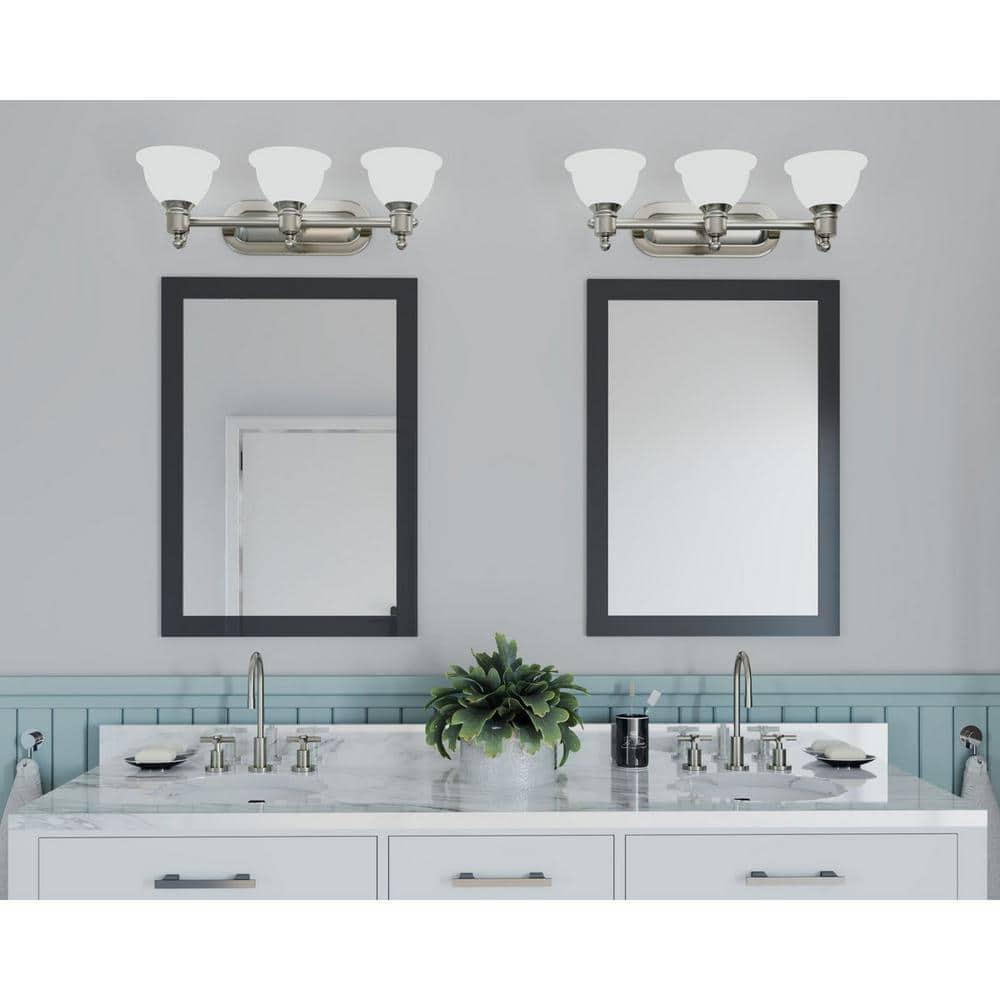 Progress Lighting Madison 3-Light Wall Bracket, Brushed Nickel, White Etched Glass