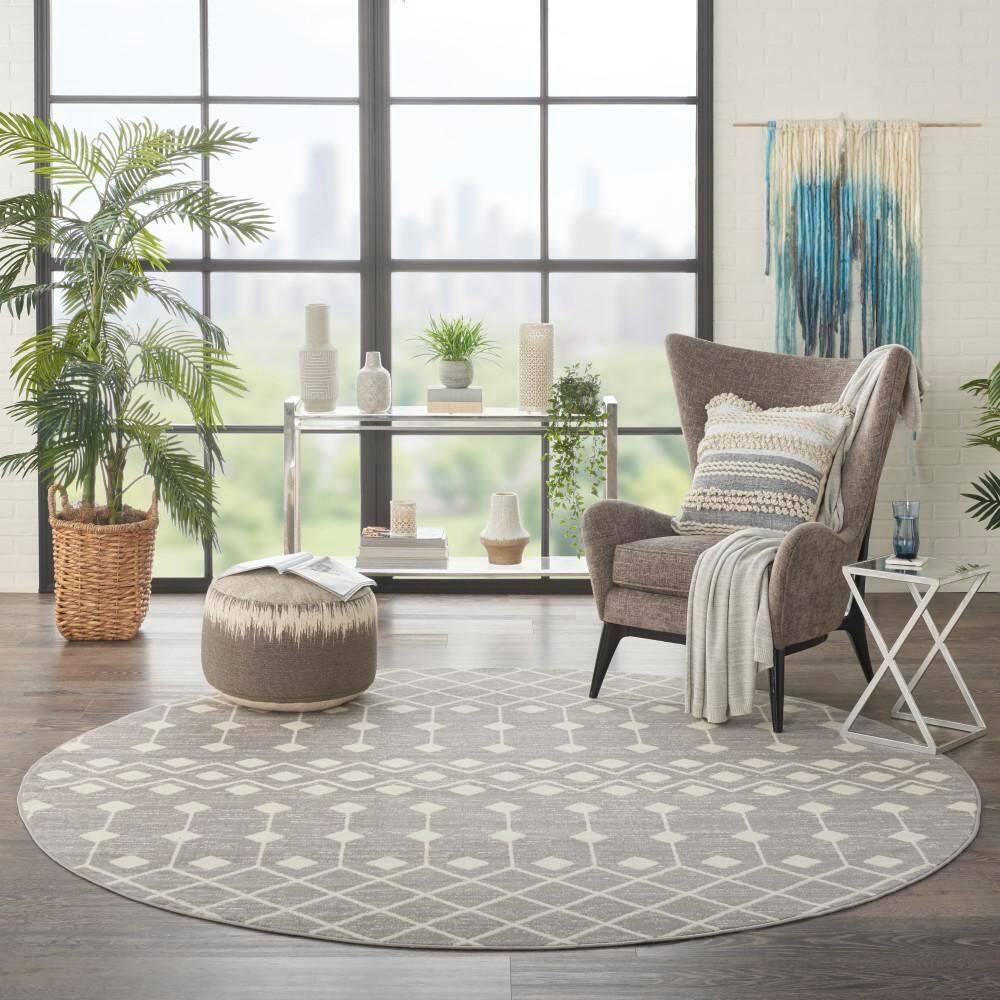 Nourison Grafix GRF37 Indoor Area Rug Grey 8' x ROUND