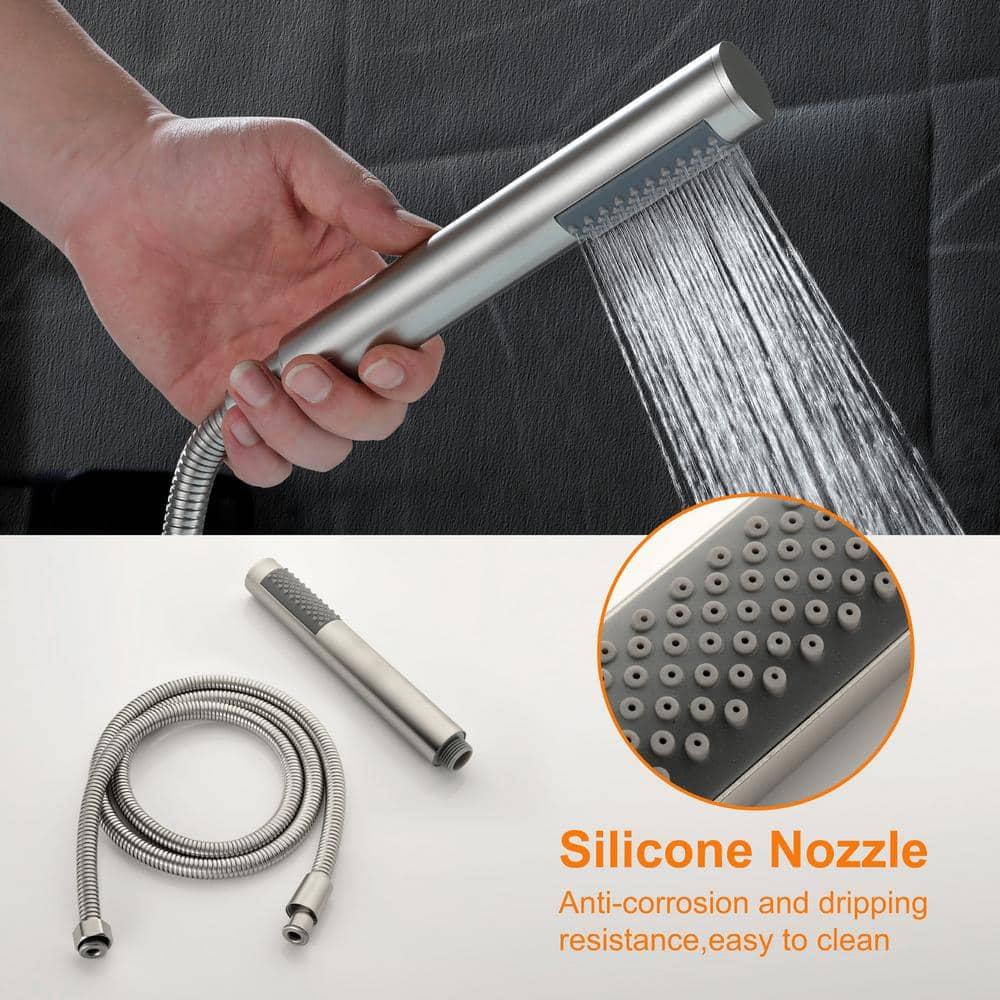 Double Handle Floor Mounted Freestanding Tub Filler With Handshower