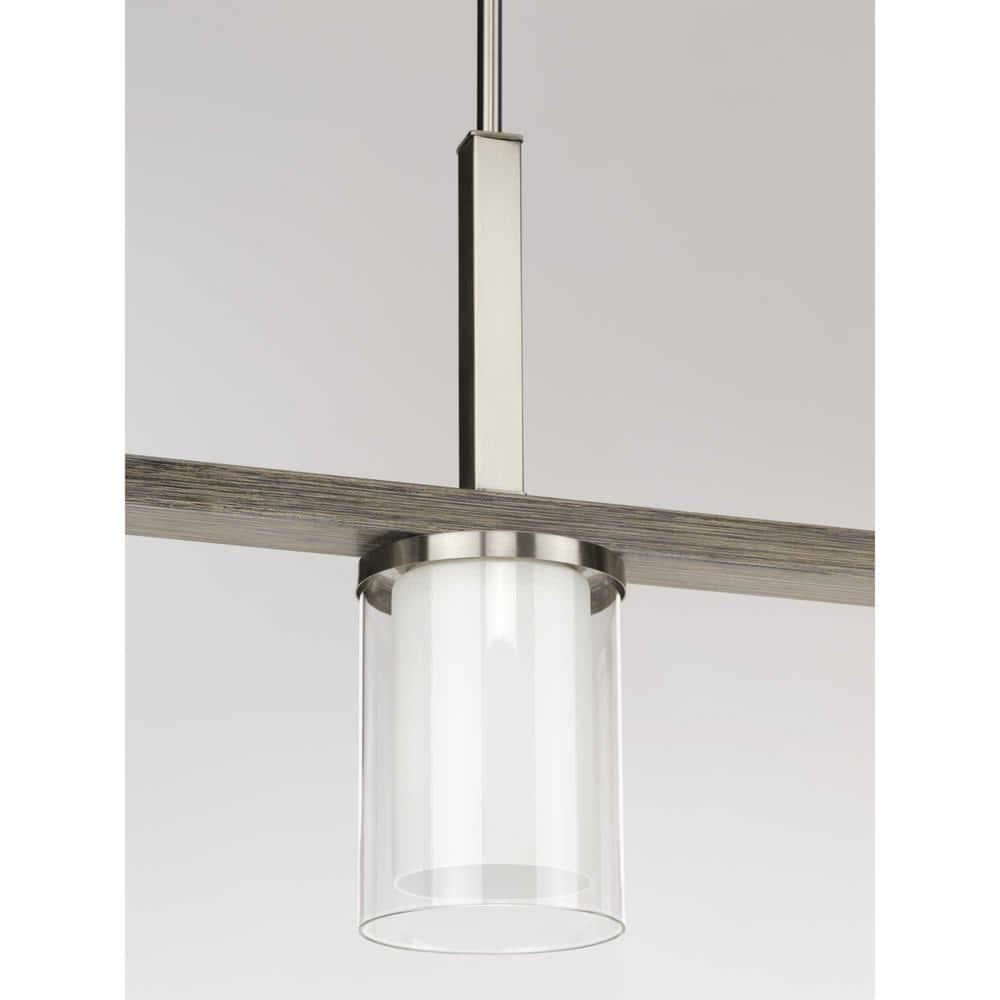 Progress Lighting Mast 4-Light Island Pendant, Brushed Nickel, Clear and Etched Glass Shades