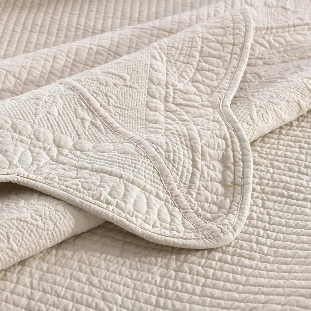 Marcielo 3-Pcs 100% Cotton Oversized Quilt Bedspread Set TG Khaki Beige Queen