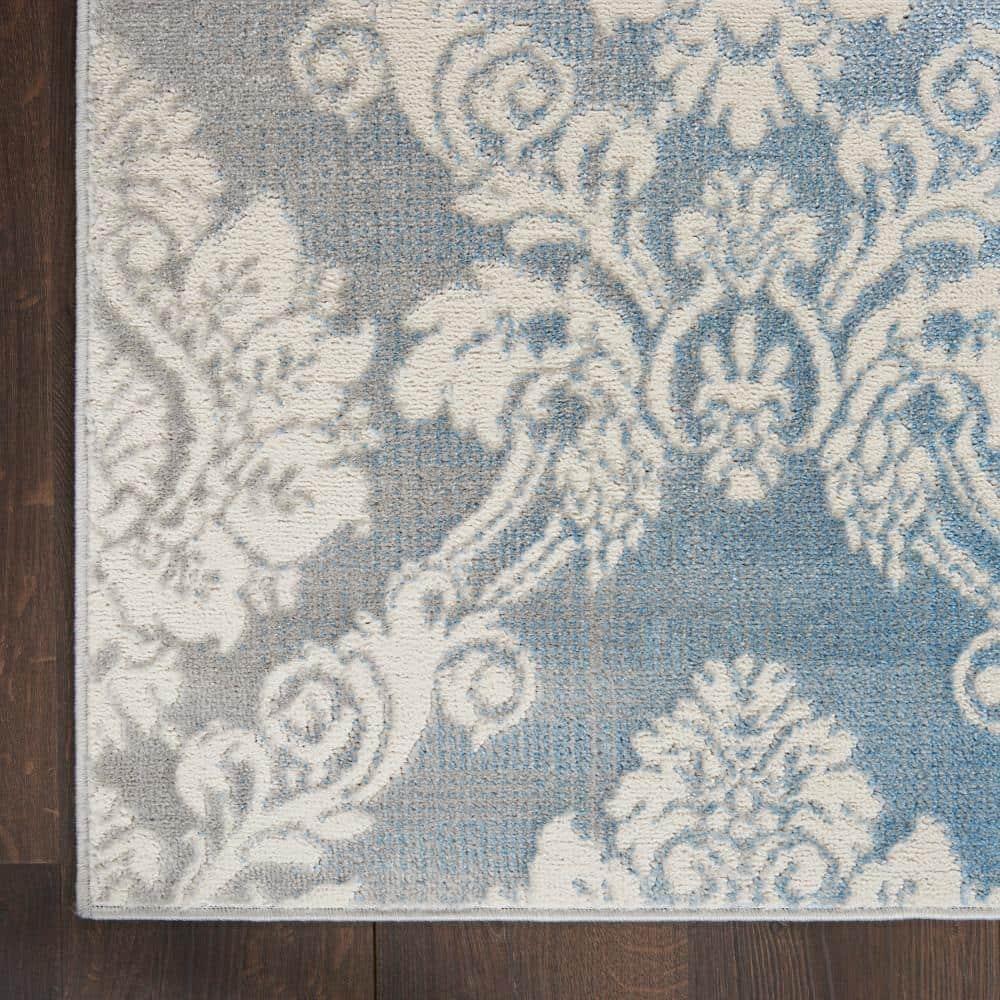 Nourison Elation ETN03 Indoor only Area Rug - Ivory Blue 5'3" x 7'3"