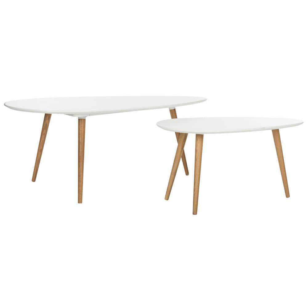 Saffron Split Coffee Table - White/Oak - Safavieh