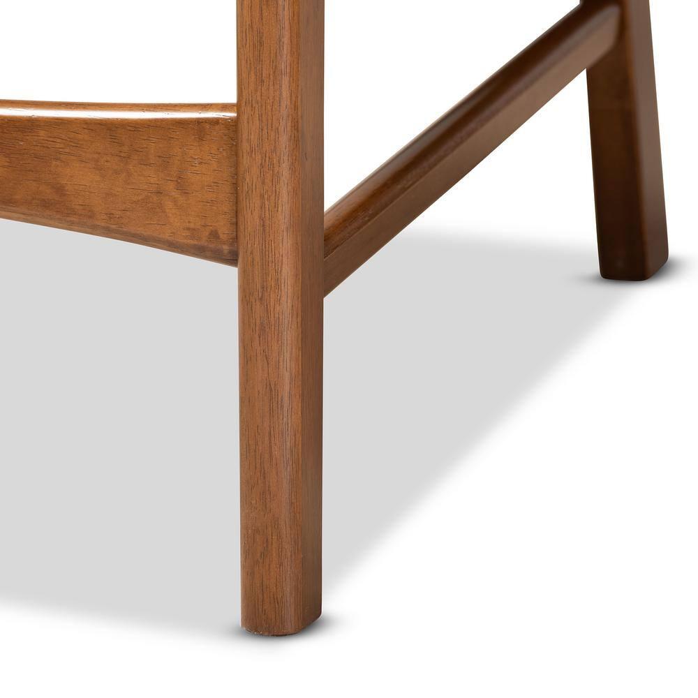 2pc Katya Fabric Upholstered & Wood Counter Height Barstool Set - Baxton Studio: Walnut Finish, Polyester