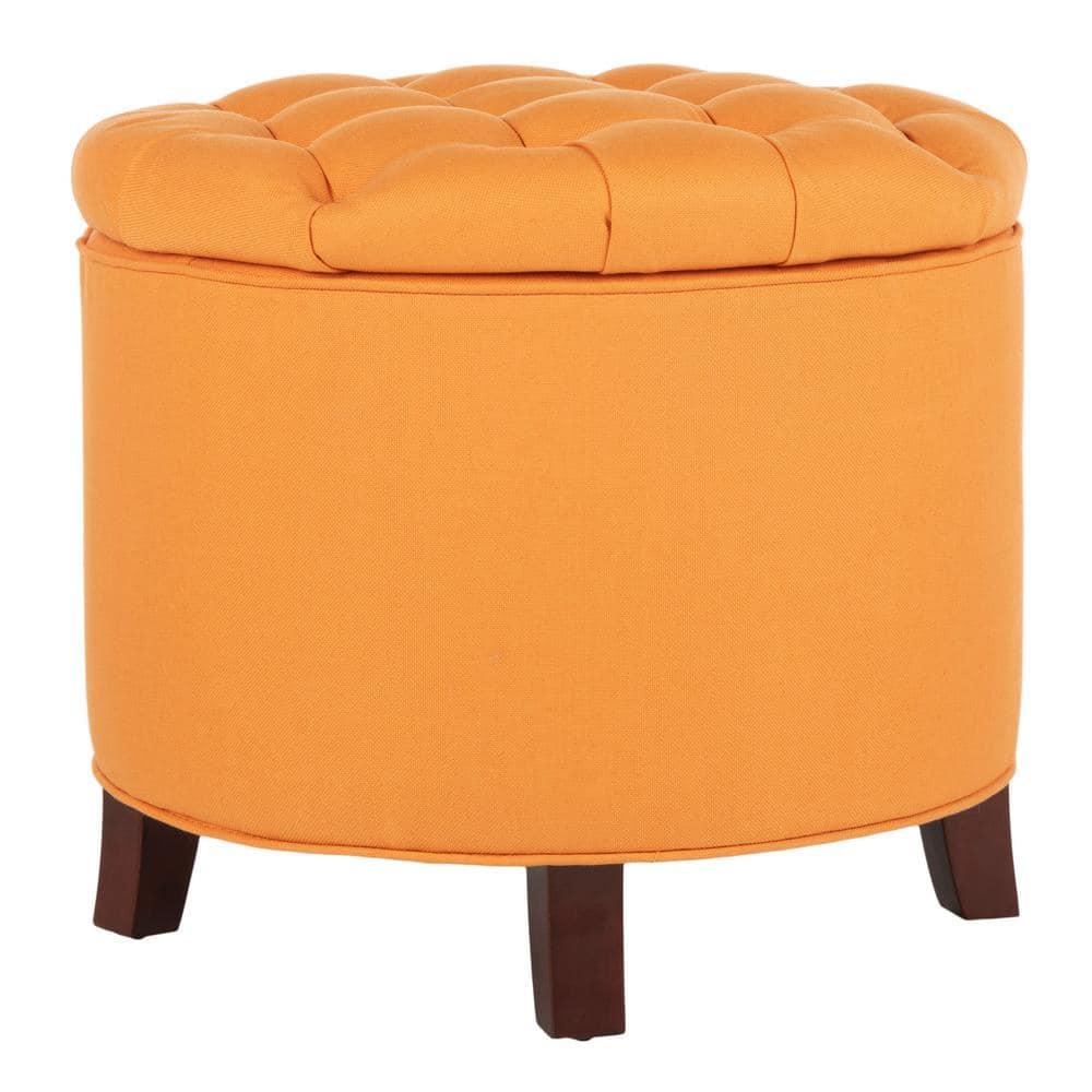 Amiela Tuffted Storage Ottoman - Tangerine - Safavieh