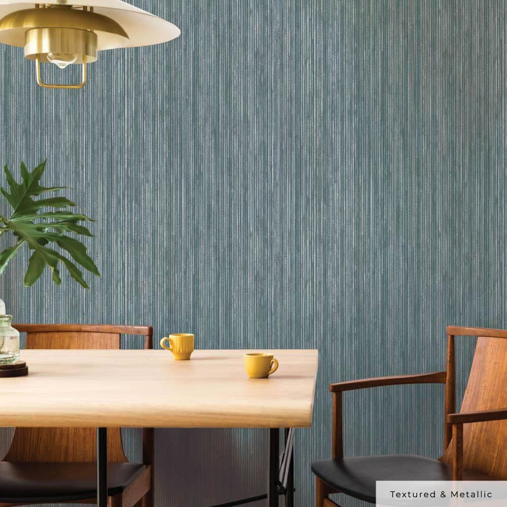 Tempaper & Co. 28 sq ft Faux Grasscloth Removable Peel and Stick Wallpaper Textured Chambray : Vinyl, Self-Adhesive, Blue