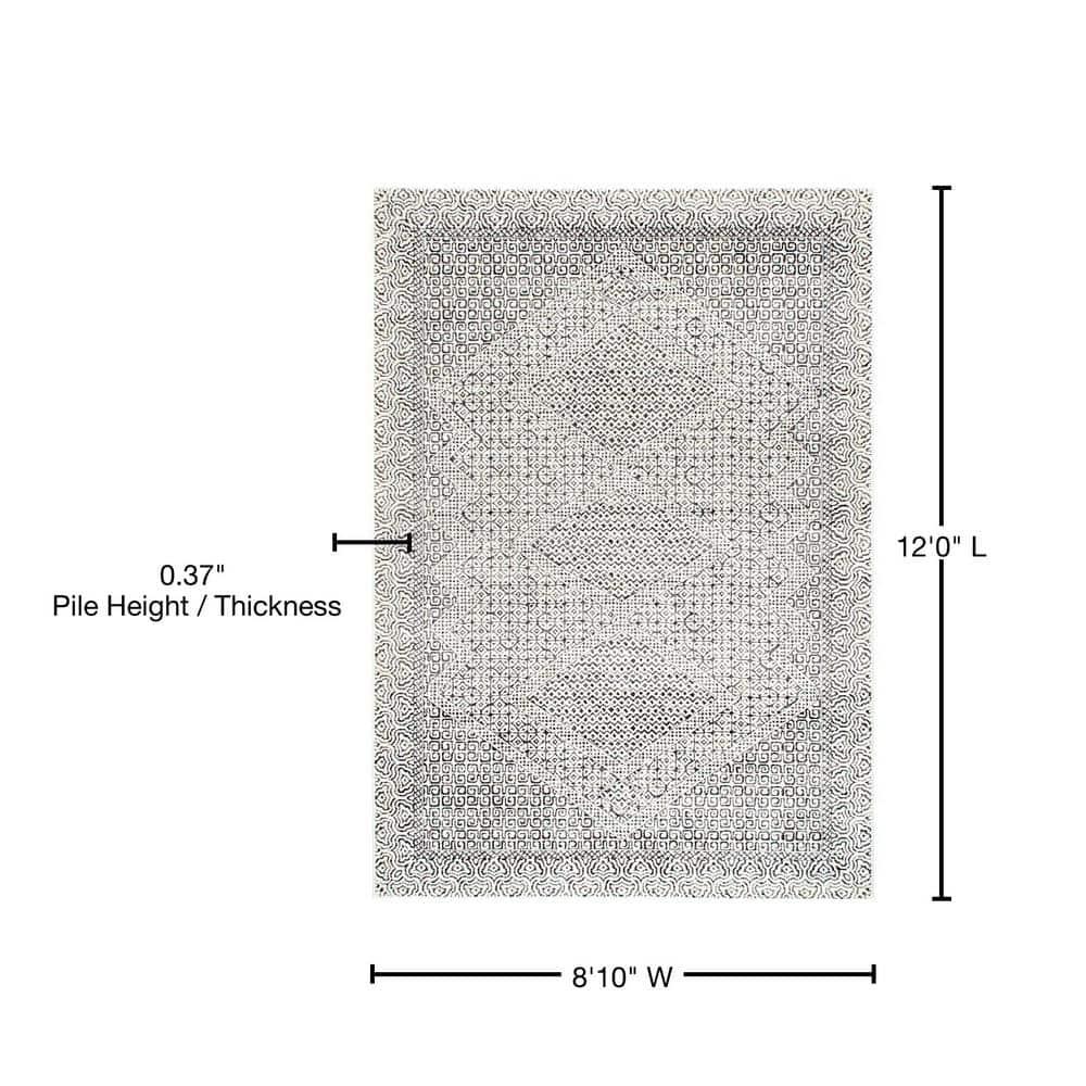 Nuloom Exie Medallion 9x12 Indoor Area Rug for Living Room Bedroom Dining Room Kitchen, Grey/Ivory