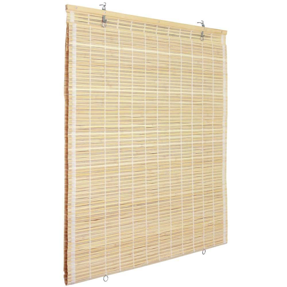 Oriental Furniture Cordless Light Filtering Bamboo Roman Window Shades, Beige, 2" x 24"