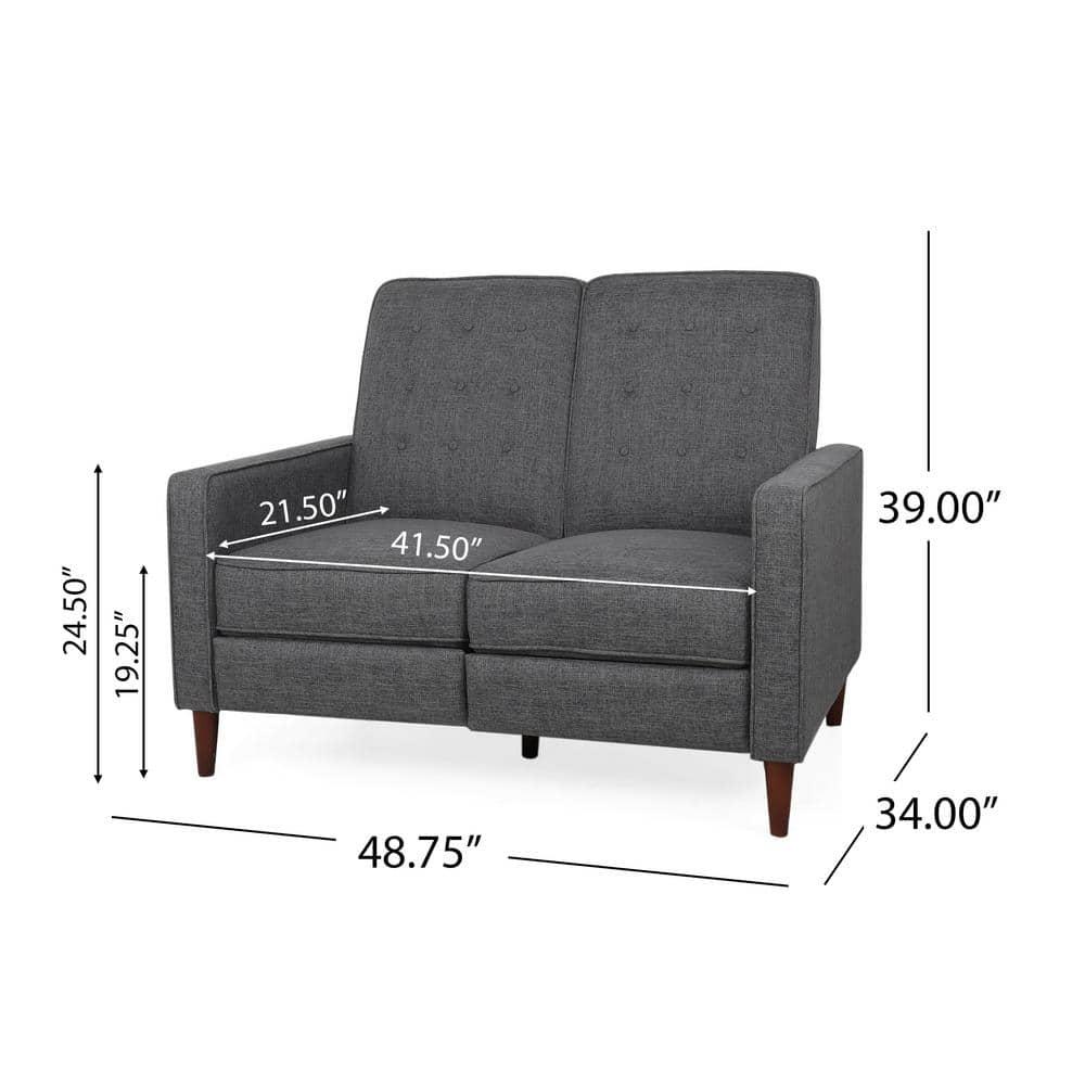 Noble House Craigue Fabric Tufted Loveseat Pushback Recliner, Gray