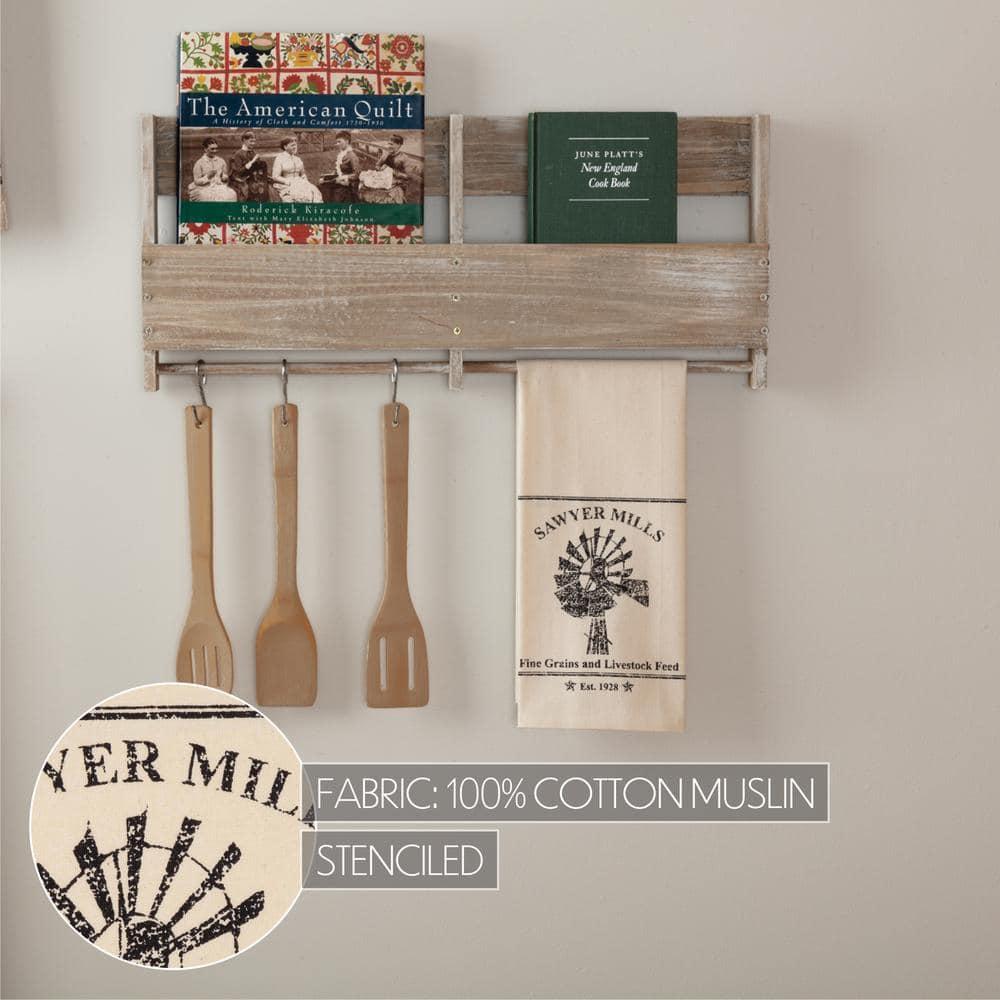 Sawyer Mill Charcoal Windmill Muslin Unbleached Natural Tea Towel 19x28 VHC Brands