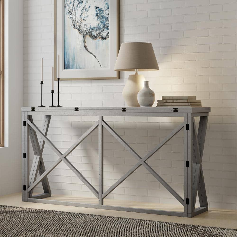 Antique White Wood Flip Top Counter Height Bar Table
