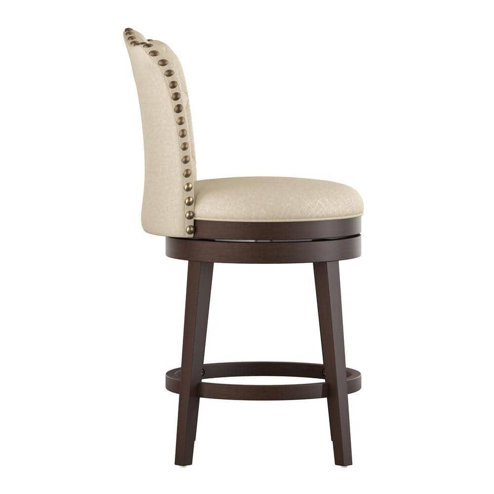 Hillsdale Furniture Edenwood Swivel Counter Height Barstool Cream: Matte Finish, Upholstered, Wood Legs