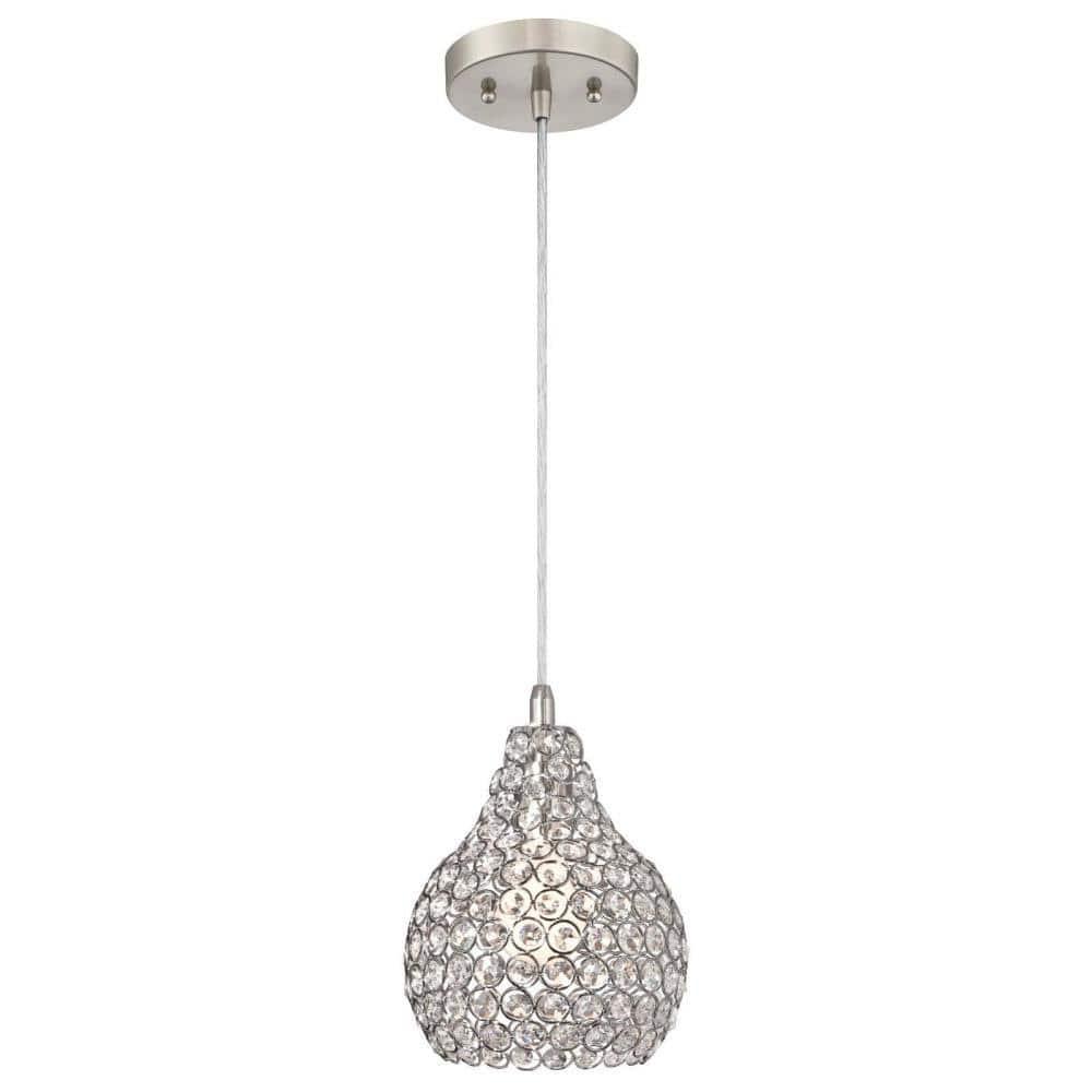 Westinghouse Kelcie Mini Pendant Brushed Nickel Finish Crystal Jewel Shade