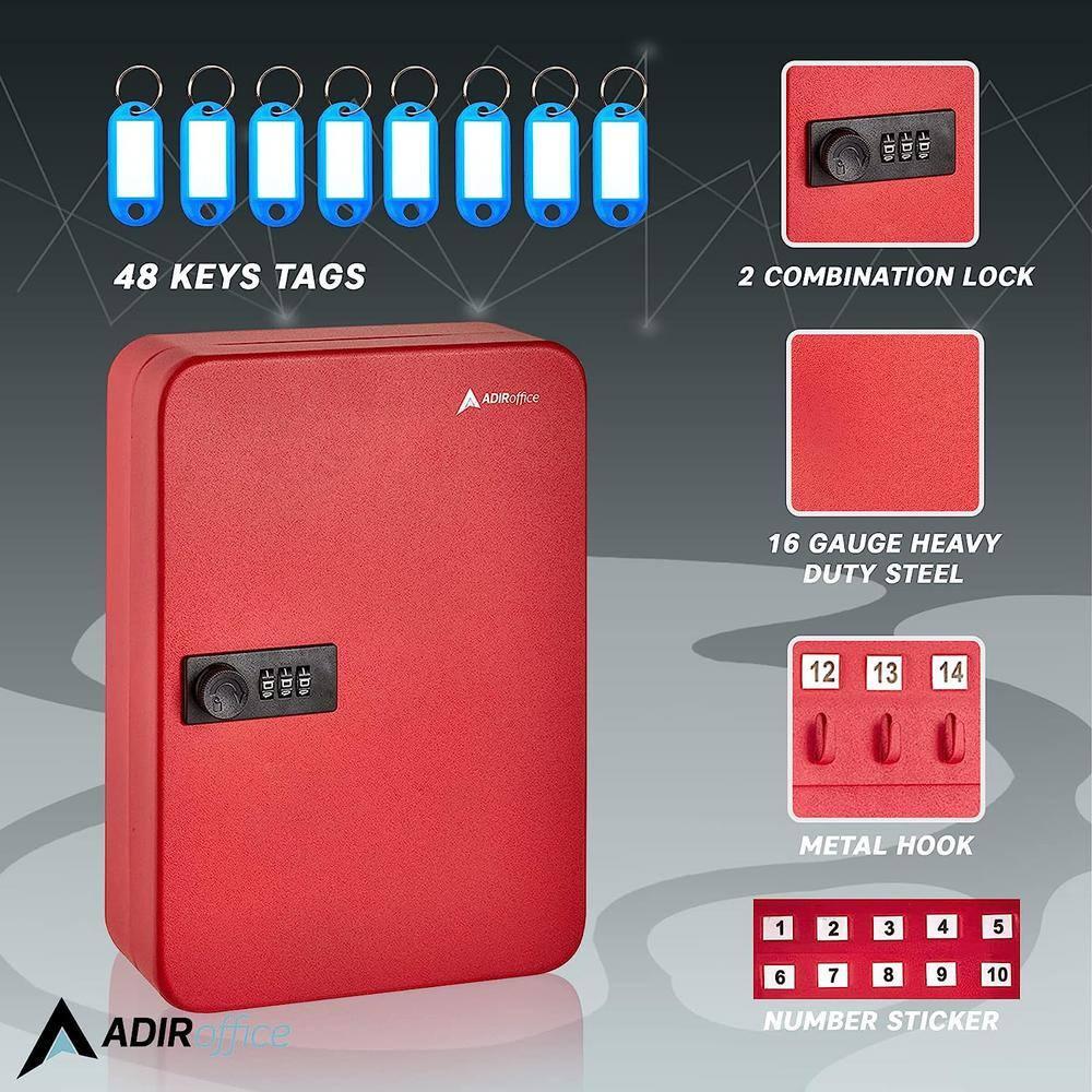 AdirOffice Steel Secure Key Cabinet with Combination Lock