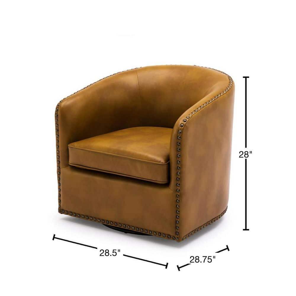 Comfort Pointe Tyler Faux Leather Solid Swivel Armchair, Camel Brown