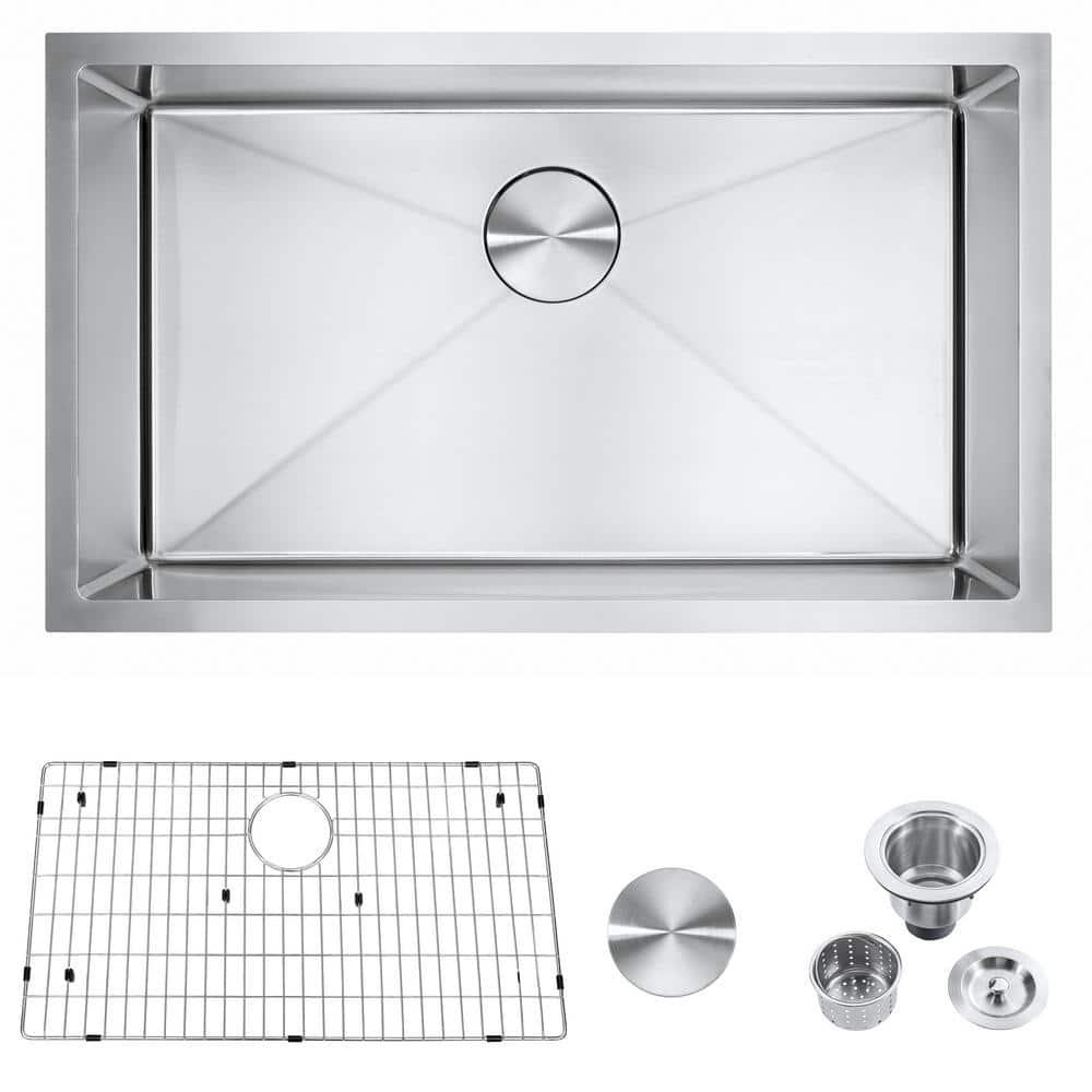 DIRECTUNIT 30 Inch Undermount Kitchen Sink 18 Gauge Stainless Steel Single Bowl