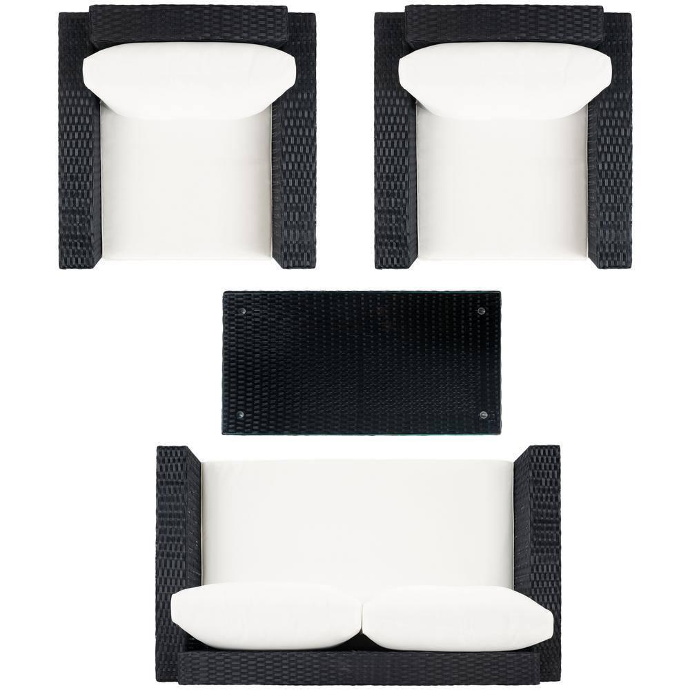 Machie 4Pc Living Set - Indoor/Outdoor - PAT7508 - Black/Beige - Safavieh