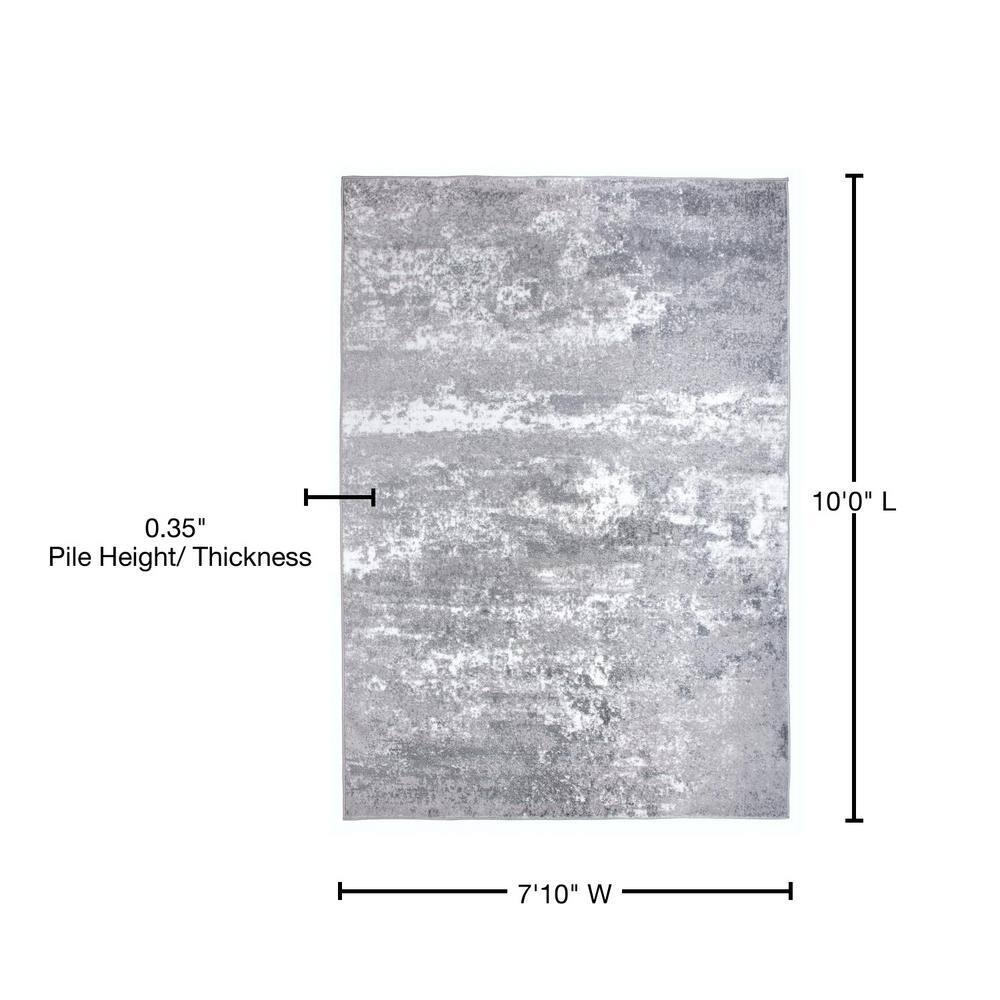 World Rug Gallery Distressed Abstract Watercolor Gray 7'10" x 10' Area Rug