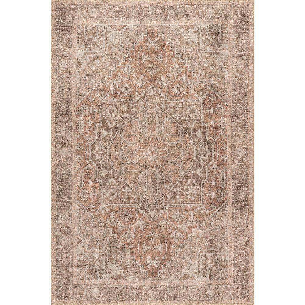 Nuloom Hillstone Collection Mariposa Traditional Vintage Medallion Area Rug, 4' x 6', Ivory
