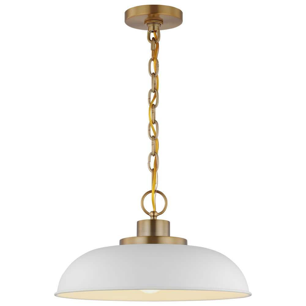Nuvo Lighting Colony 1 Light Small Pendant Matte White with Burnished Brass