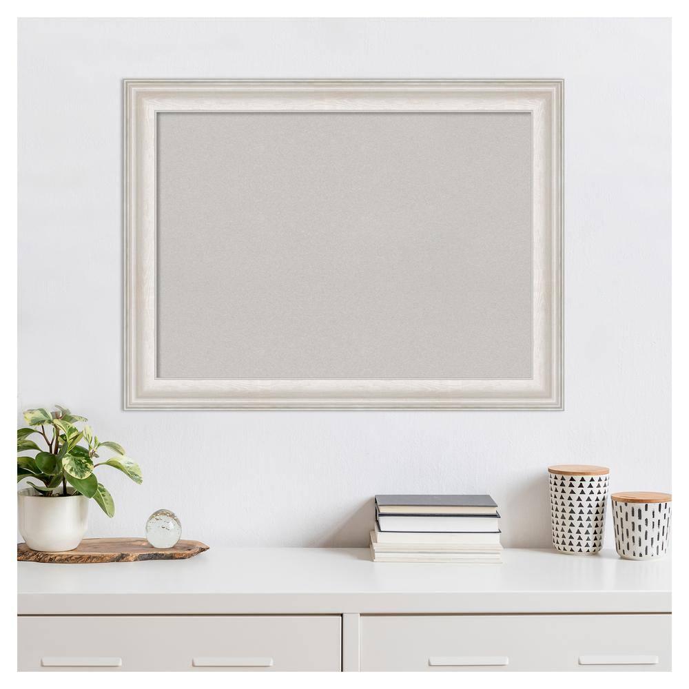 Amanti Art Grey Cork Board Framed Trio White Wash Silver Bulletin Board 32 in. x 24 in.