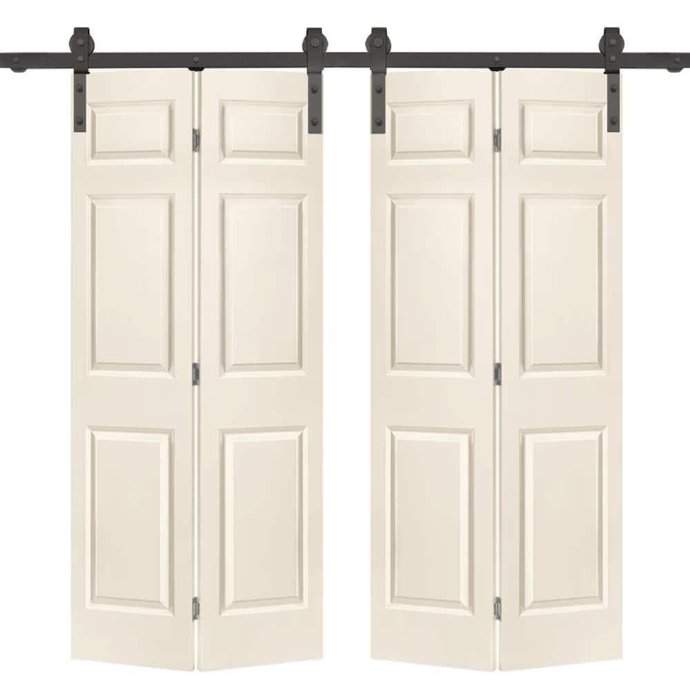Calhome Paneled MDF Composite Double Bifold Barn Doors with Installation Hardware Kit