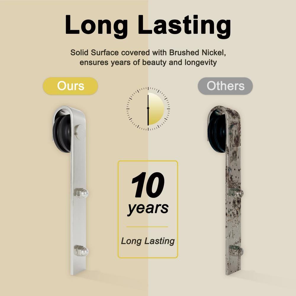 Home Worthy Frosted Glass Solid Manufactured Wood Painted Sliding Barn Door with Nickel-Hardware Kit(No Assembly Required)